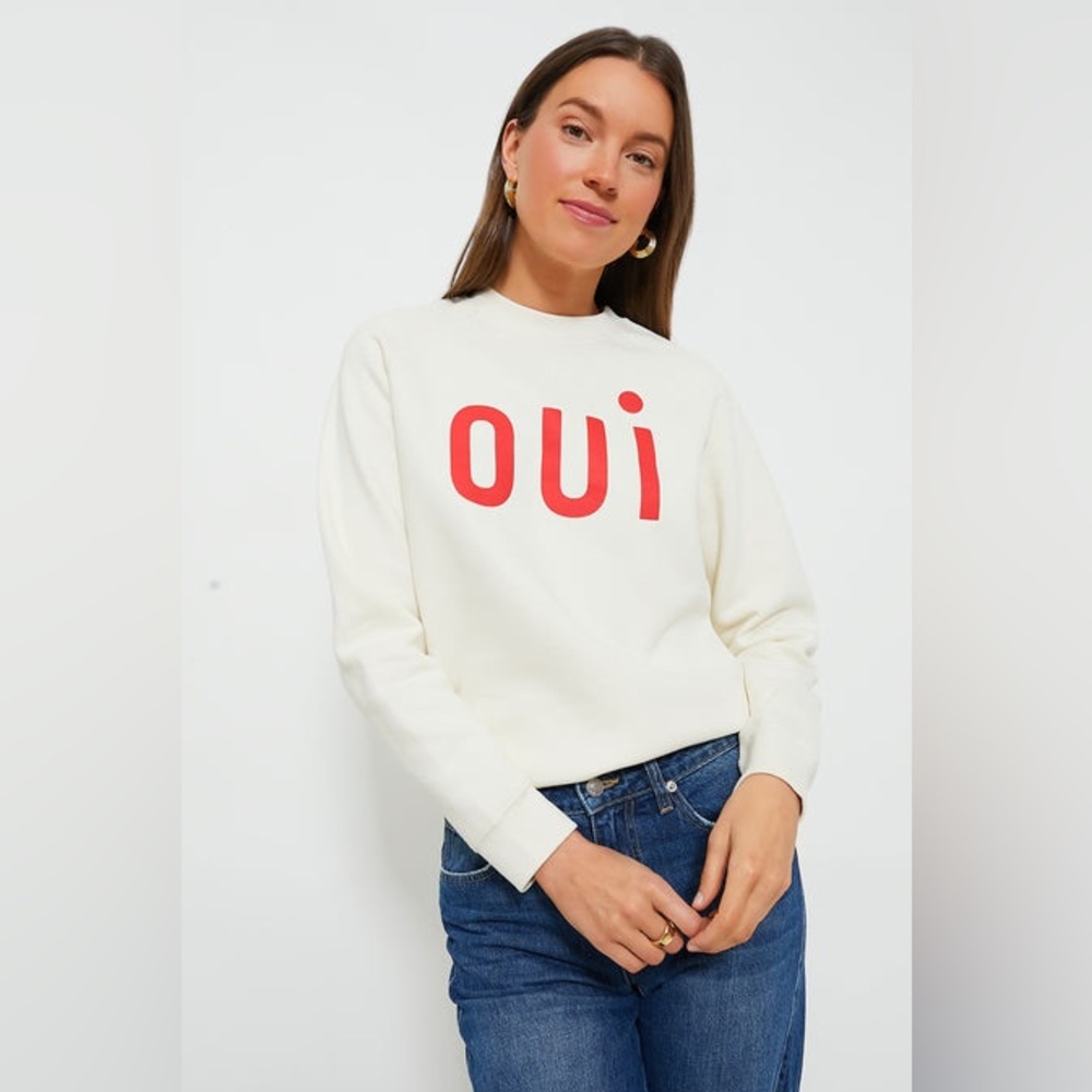 Clare V White and Red Long Sleeve Hoodie